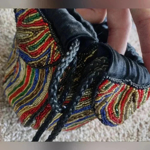 Vintage Heavily Beaded Multicolor Shoulder Bag Purse - Picture 10 of 16